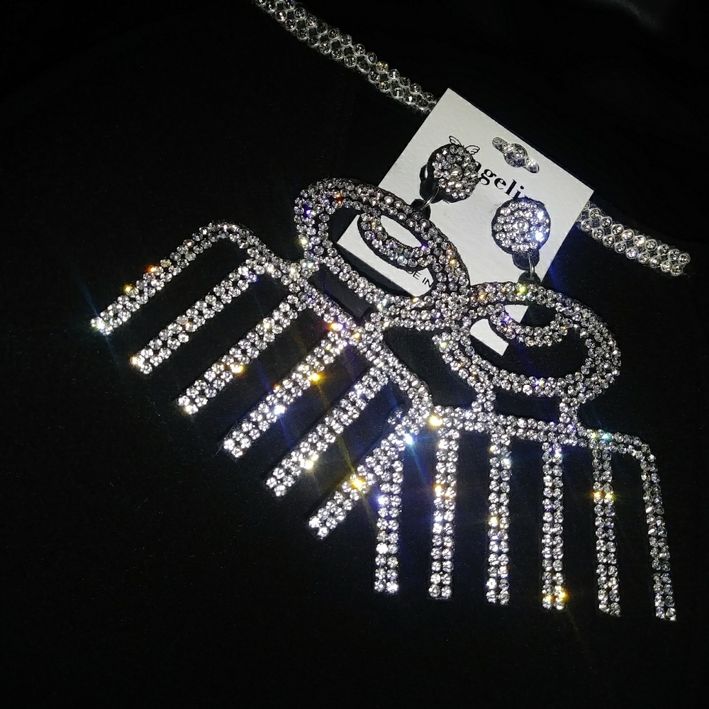 Angelina Bling Afro Comb Earrings